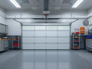 Custom Garage Solutions Clermont FL Organized custom garage with cabinetry, overhead storage, and modern door in Clermont, FL