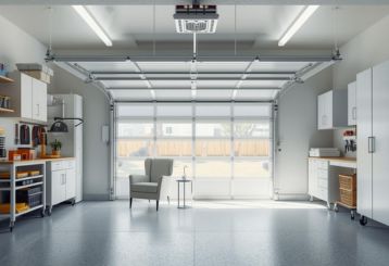 Modern organized garage with storage cabinets and custom garage solutions in Clermont, FL