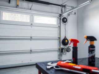 Garage Door Tune-Up Service Clermont FL Technician performing garage door tune-up maintenance in Clermont, Florida garage