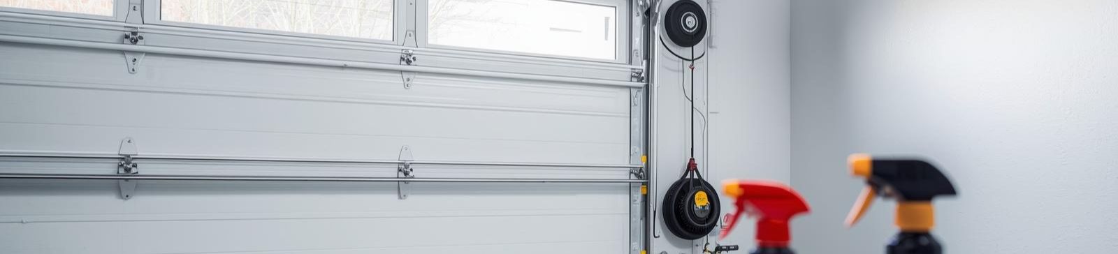 Technician performing garage door tune-up maintenance in Clermont, Florida garage